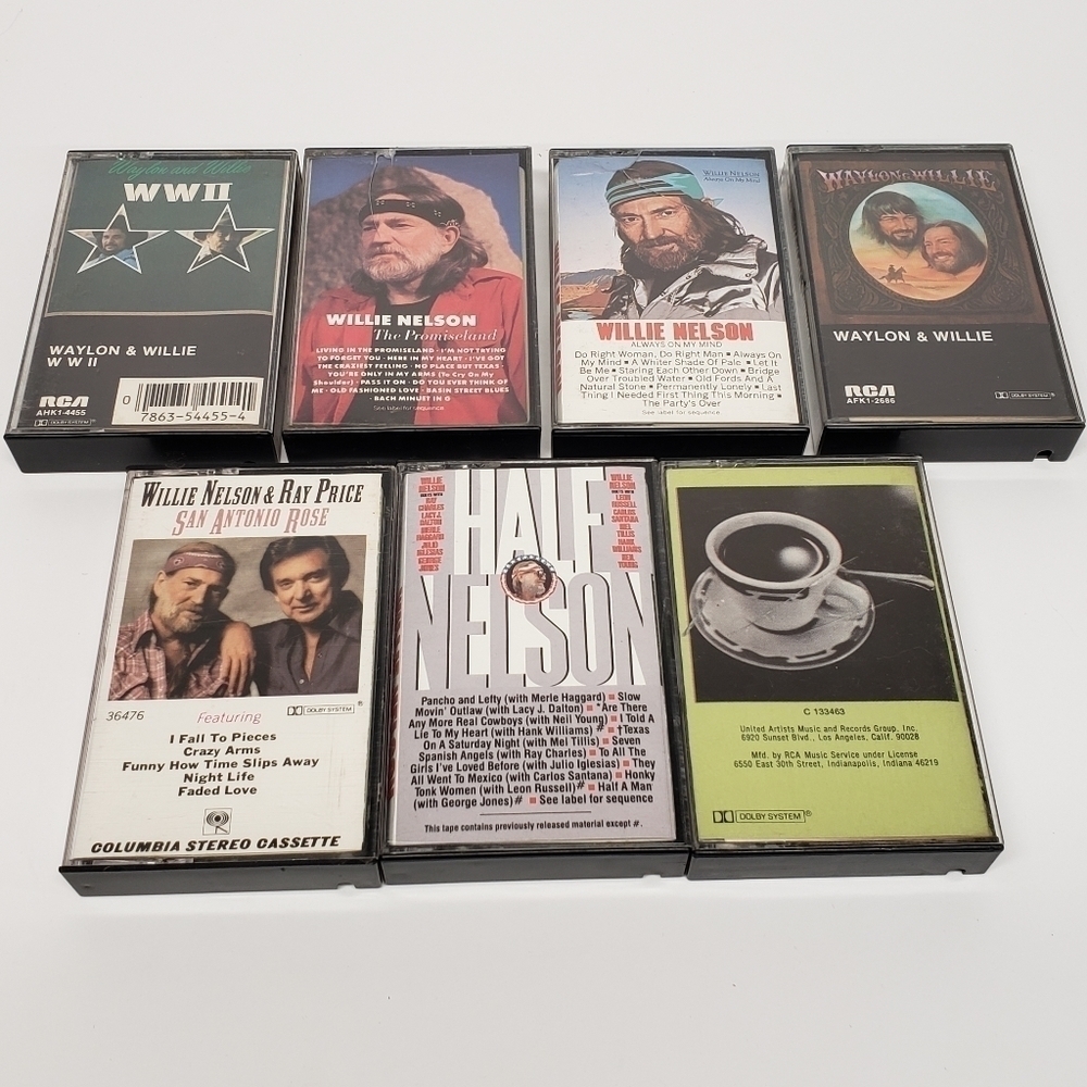 Willie Nelson Cassette Lot of 7 Vintage Music Tapes